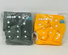 ALVABABY Baby Cloth Diapers (Lot of 2) Adjustable Washable 4 Inserts Alva NIP