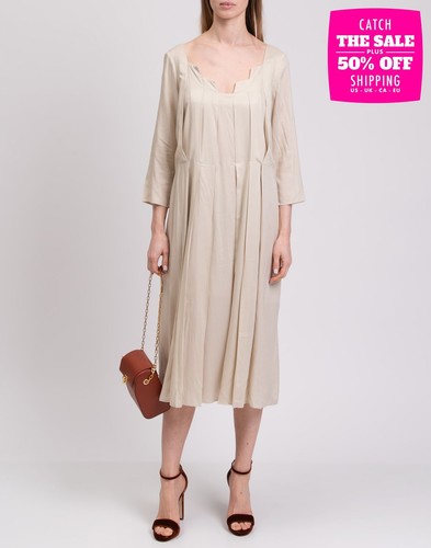 Robe Chattawak En Coton Et Soie - Taille 38, Imprimé Beige, Neuf Avec étiquettes