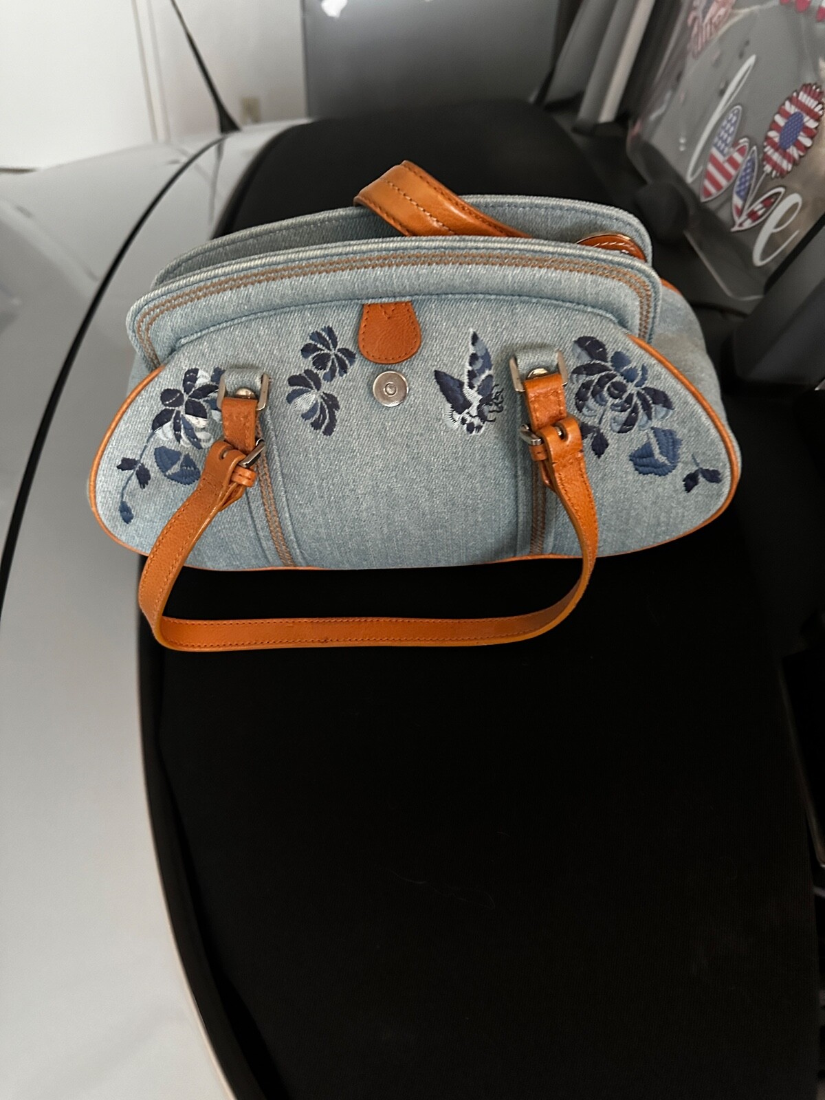 Vintage Dior denim blue handbag stylish and timeless