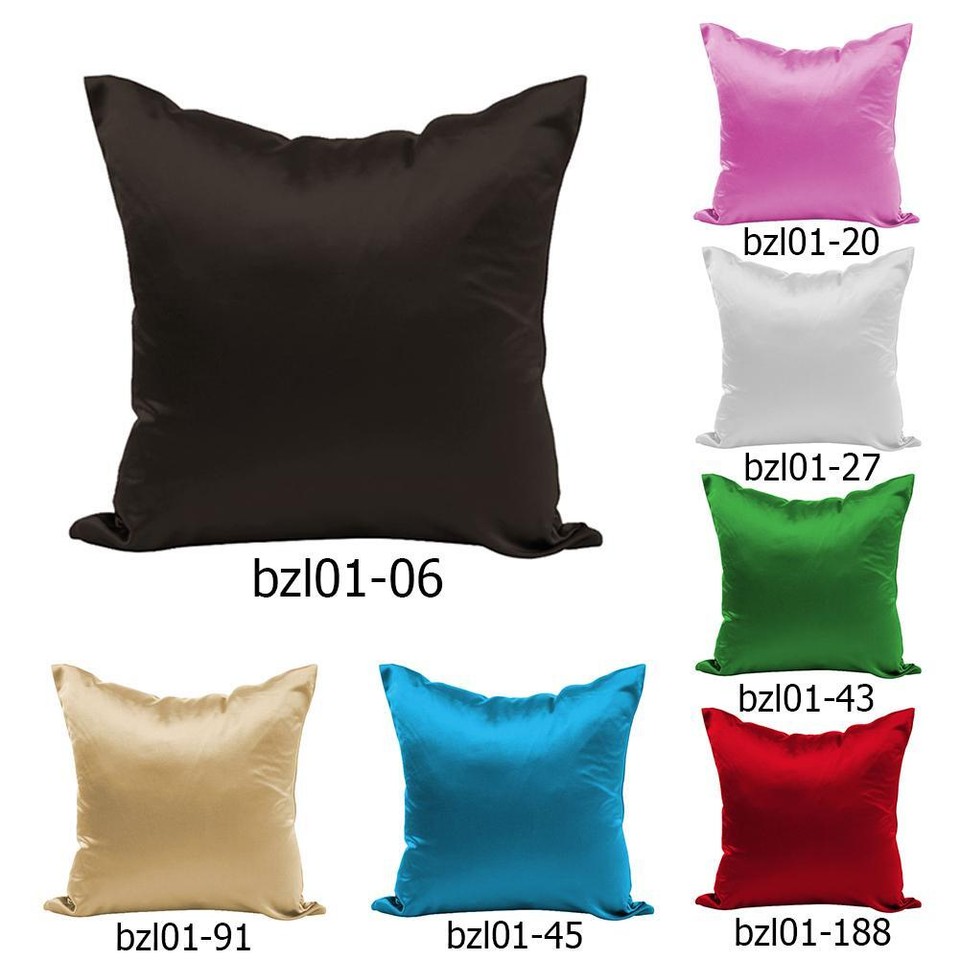 Satin Silk Sofa Pillow Cover Hidden Zipper Comfortable Pillowcase for