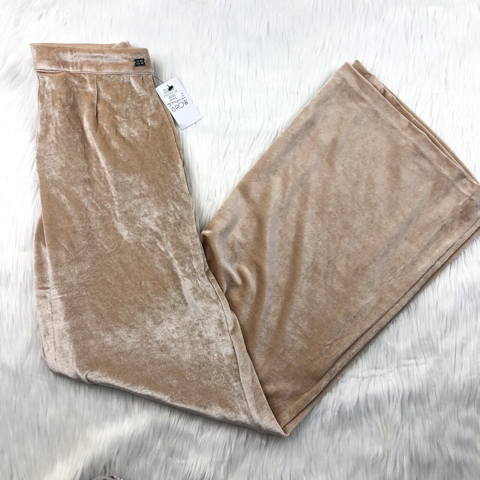 FILA Pantalone Stone Row taglia XS velluto fondo a campana gamba larga champagne oro vita alta