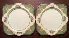 2 Myott Staffordshire England Luncheon Plates Square 8.5"