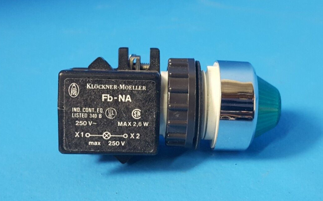PILOT LIGHT, FB-NA, KLOCKNER MOELLER, 250V, 2W, GREEN LIGHT