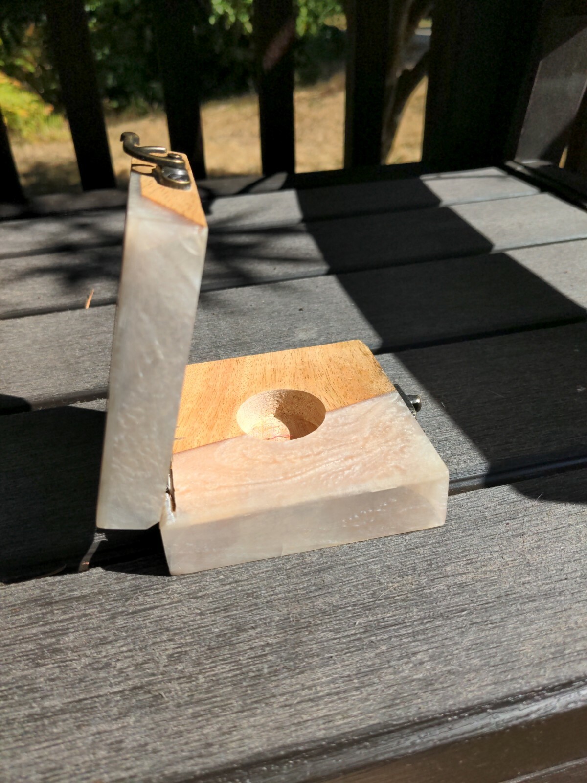 Small decorative wood and resin box handmade in India ring box