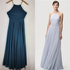 Jenny Yoo Luca High Kneck Spaghetti Strap Layered Chiffon Gown Maxi Dress 2
