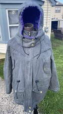 Vaute Couture New York Womens Parka Waxed Coat Size Xl Grey Purple Hooded