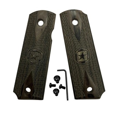 Custom 1911 Wood Grips Full Size Ambi Cut Star Logo For Springfield Smith Wesson