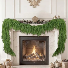 2Pcs 6FT Christmas Garland Real Touch Norfolk Pine Garlands, Artificial Faux ...