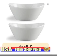 2 Pack White Porcelain Wavy Serving Bowls Dishwasher & Microwave Safe
