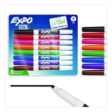 Expo 86601 Low-Odor Dry-Erase Marker, Fine Bullet Tip, Assorted Colors, 8/Set