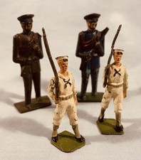 4 Vintage GREY IRON SAILORS  MARINES, Britain's Ltd, Sailors' Rifle Arms Pivot