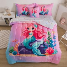 Mermaid Comforter Twin for Girls 6 Pieces Mermaid Princess Bedding Set Bed in...