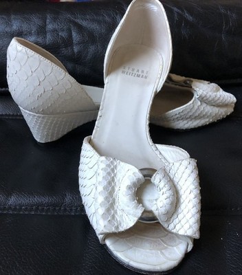 Damen Sandalen Stuart Weitzman 37 Schlange Leder offen Schnalle Designer Modell
