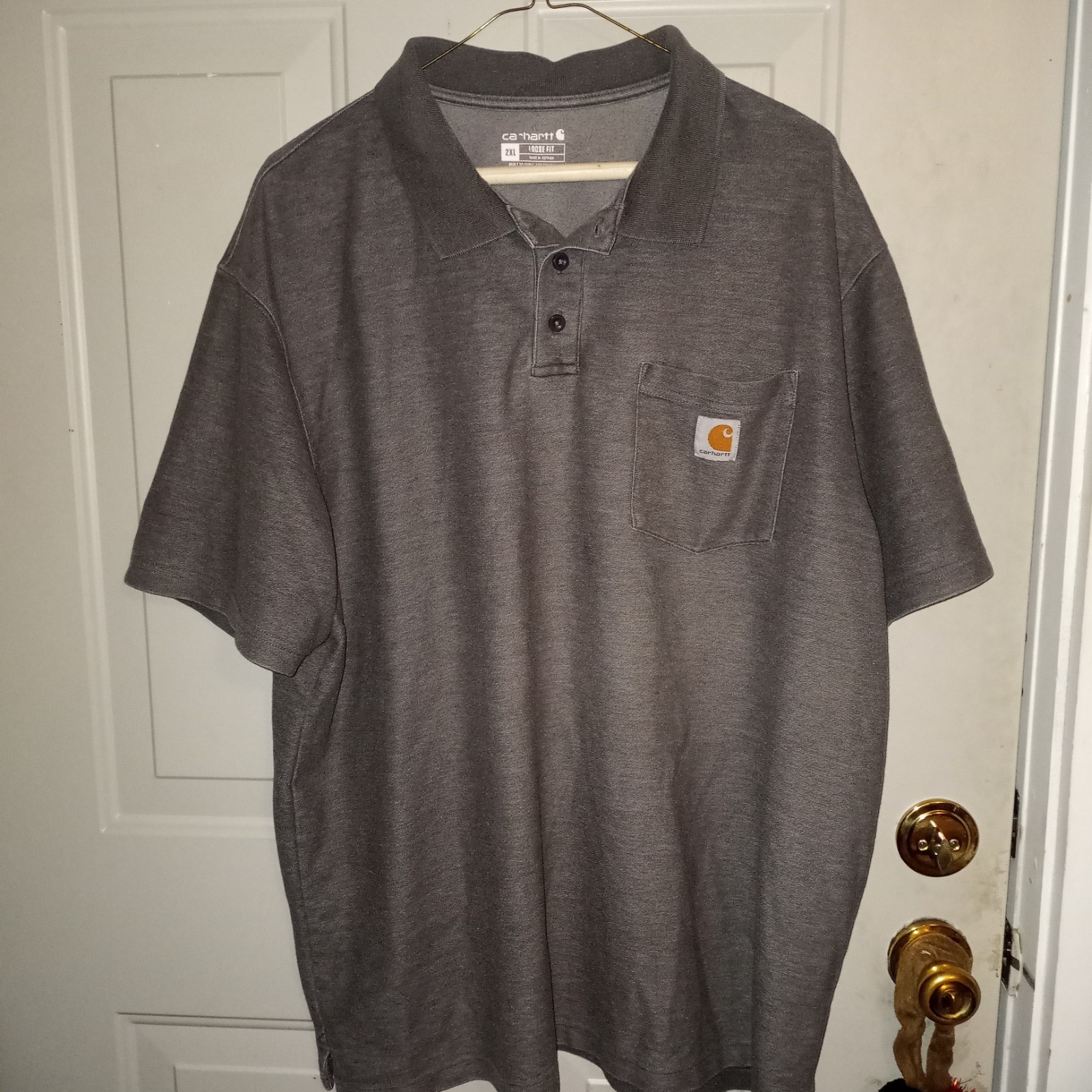 Carhartt Men's Collared Short Sleeved 3 Button Polo Shirt Size 2XL Tan