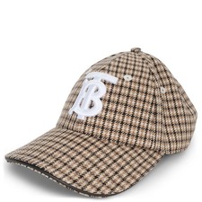 73336 auth BURBERY Fawn wool TB MONOGRAM HOUNDSTOOTH Baseball Cap Hat M