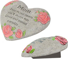 Heart Memorial Stone for Mom, Memorial Garden Stone-In Memory of Loved One Gifts