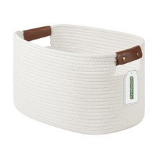 Cotton Rope Basket Storage With Handle 15x10x9 Inch Woven White 1 Pack