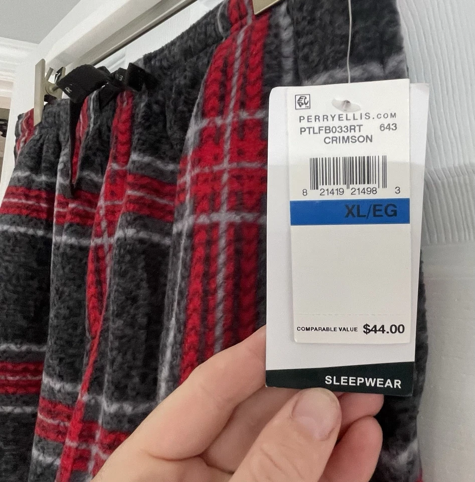 Perry Ellis Portfolio MicroFleece Pijama a Cuadros Ropa de Dormir Pantalón de Salón Nuevo con Etiquetas XL Foto 3 de 4