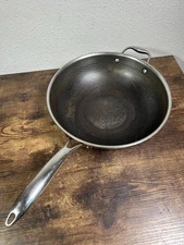 Hexclad Hybrid Cookware Stainless Steel Pan Nonstick 12" Wok - NO LID - Worn