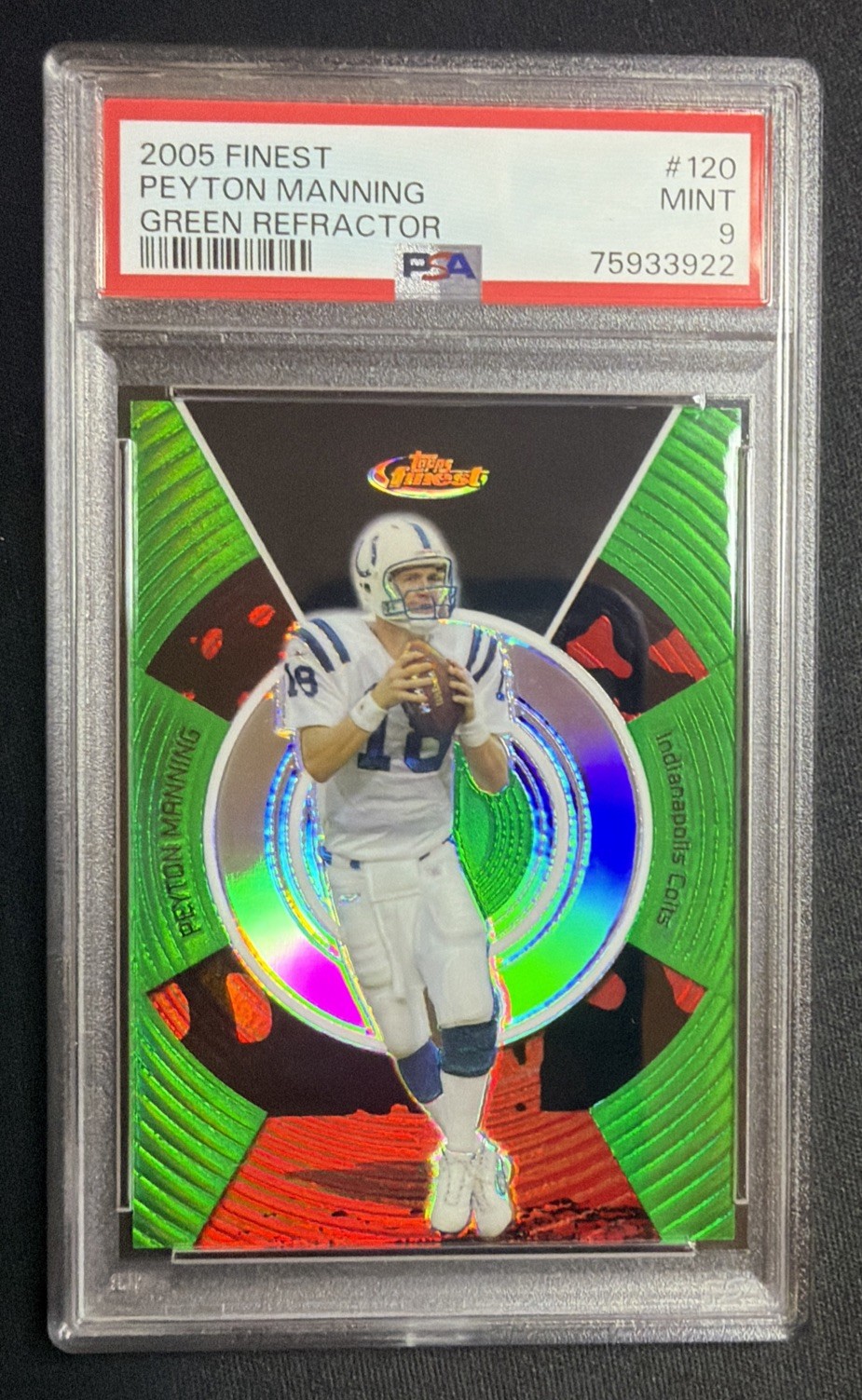 2005 Finest Green Refractor #120 Peyton Manning /199 PSA 9  - POP 5 - HOF Colts