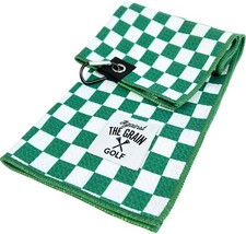 Against The Grain Microfiber Golf Towel with 12x20 Green, White and Green