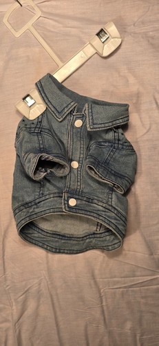 denim vest designed as apparel for pets, such as a dog or cat For A Small Dog