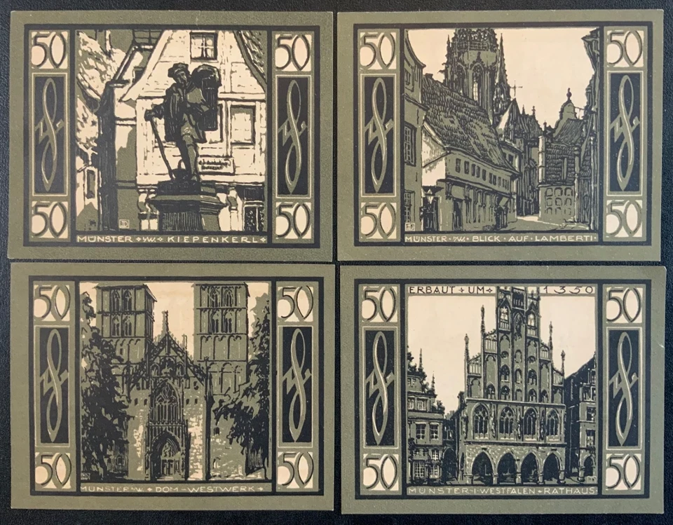 1921 GERMANY PAPER MONEY - 50 PFENNIG NOTEGELD SET OF BANKNOTES (LOT OF 4)! - Image 2 of 2