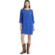 Old Navy Dress Size Medium Blue Floral Mini Tunic Shift Boho Zipper  Bohemian