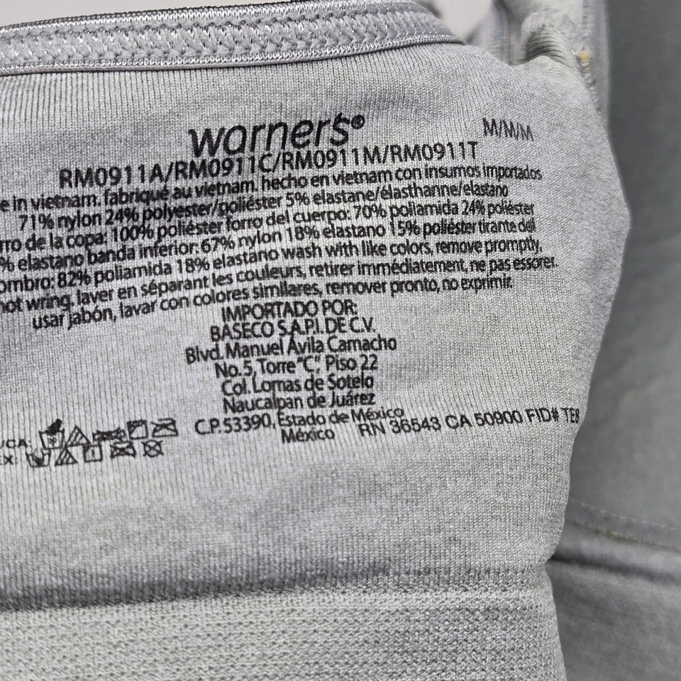 Sujetador Warners Mujer Gris Medio Camiseta Inalámbrico Tejido Correa Suave Foto 3 de 4