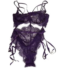 Dreamgirl Purple Eyelash Lace Bodysuit – Size M