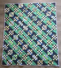 Patchwork Quilt Throw Blanket Patch Squares Green Multicolor Floral