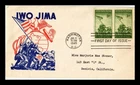 Dr Jim Stamps 3c Iwo Jima Pair Scott 929 Ken Boll Cachet First Day Cover