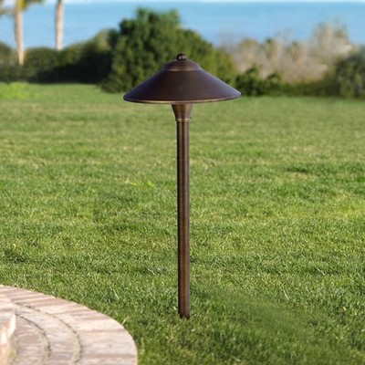 Wide-Cone 24'' High Antique Brass Landscape Path Light
