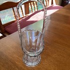 VINTAGE CLEAR GLASS BASKET w/ HAND CUT FLOWERS & APPLIED HANDLE — photo 6
