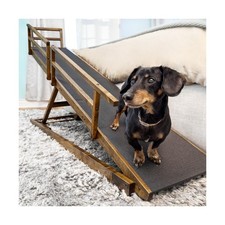 Bed Ramp for Small Dogs - Solid Hardwood - Adjustable up to 37" Tall Beds wit...