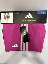 Adidas Youth Girl's 2-pack Shorts, Black Pink L 14