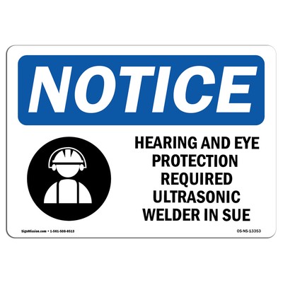 Hearing And Eye Protection Required With Symbol OSHA Notice Sign Metal Plastic