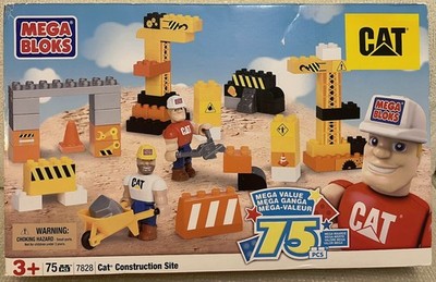 Mega Bloks 7828 CAT Construction Site 75 Pc Building Toy Set Ages 3+ Unopen Box