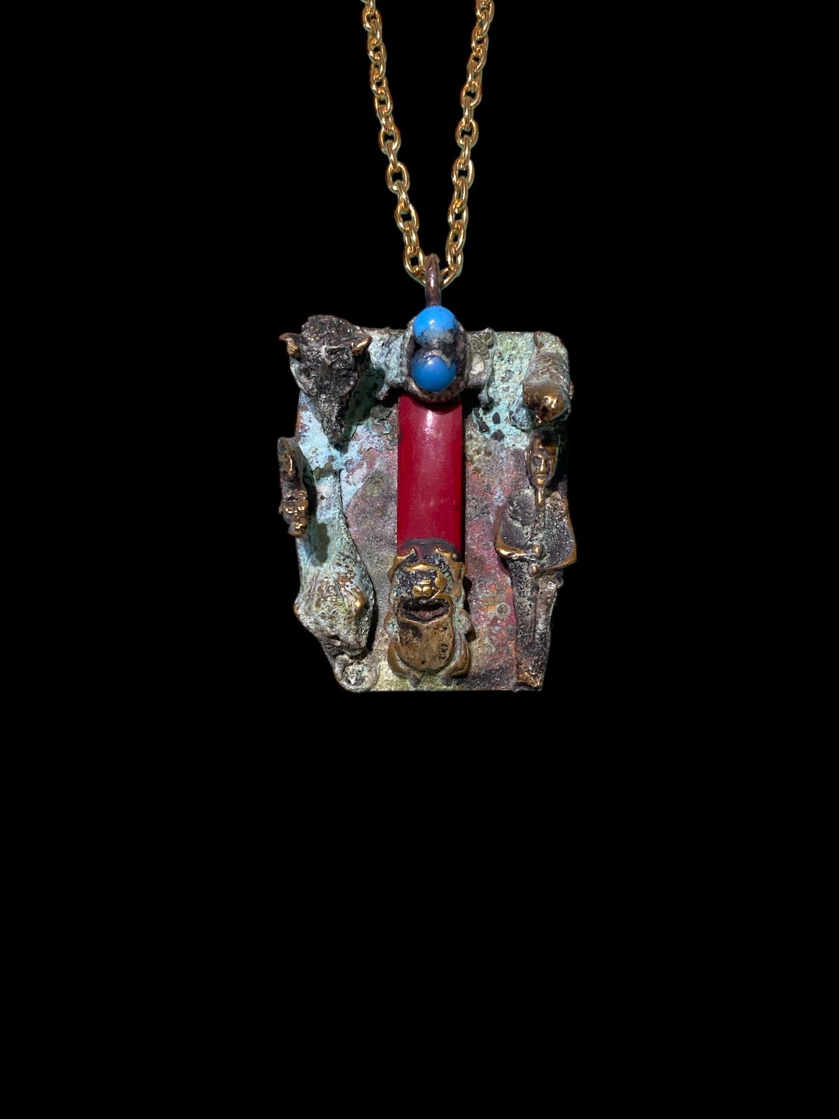 God Ptah Rare Vintage Pendant made in Egypt , Handmade Vintage Jewlery