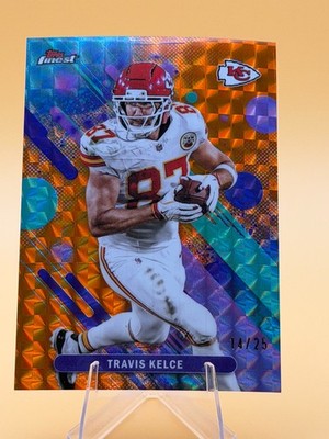 2025 Topps Finest Travis Kelce #94 Orange Geometric 14/25 Kansas City Chiefs
