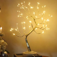 FUCHSUN 108 Tabletop Bonsai Tree Light Warm White Fairy Lamp with Timer 8 Mo...