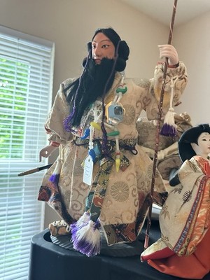 Vintage Japanese Emperor Jimmu Doll with Crown Musha Ningyo Boys Day