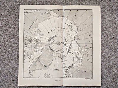 Streckenkarte Nordpol 1890er Expedition von Nansen - Antikdruck - 1900