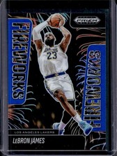 2024-25 Panini Prizm Black LeBron James Fireworks Blue Prizm #/199 Lakers