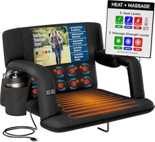 Alpcour Heating Massage Stadium Seat – Deluxe Extra-Wide Extra Wide, Black