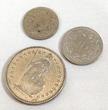 Vintage Swiss Confederation Coins Helvetia Helvetica Franc Rappen 1958 1973 2006