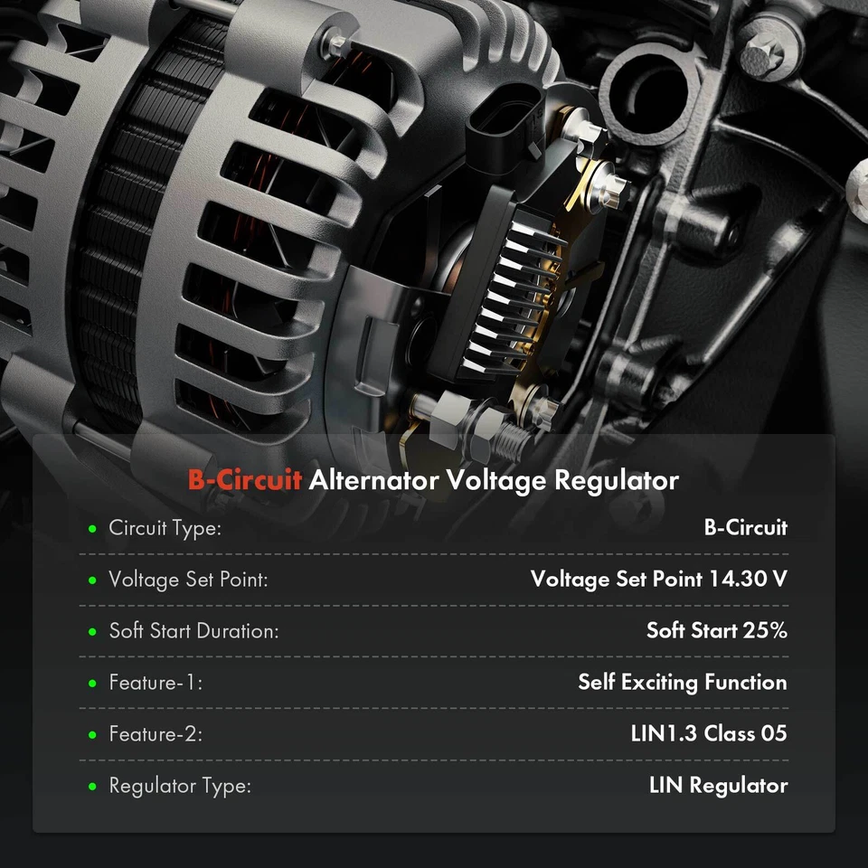 Regulador de voltaje del alternador para Volkswagen Tiguan 2017-2023 L4 1.4L L4 2.0L 14V Foto 2 de 4