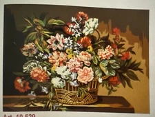 Printed needlepoint Tapestry  60x80 Cm Gobelin L Basket With Flowers Canvas Only