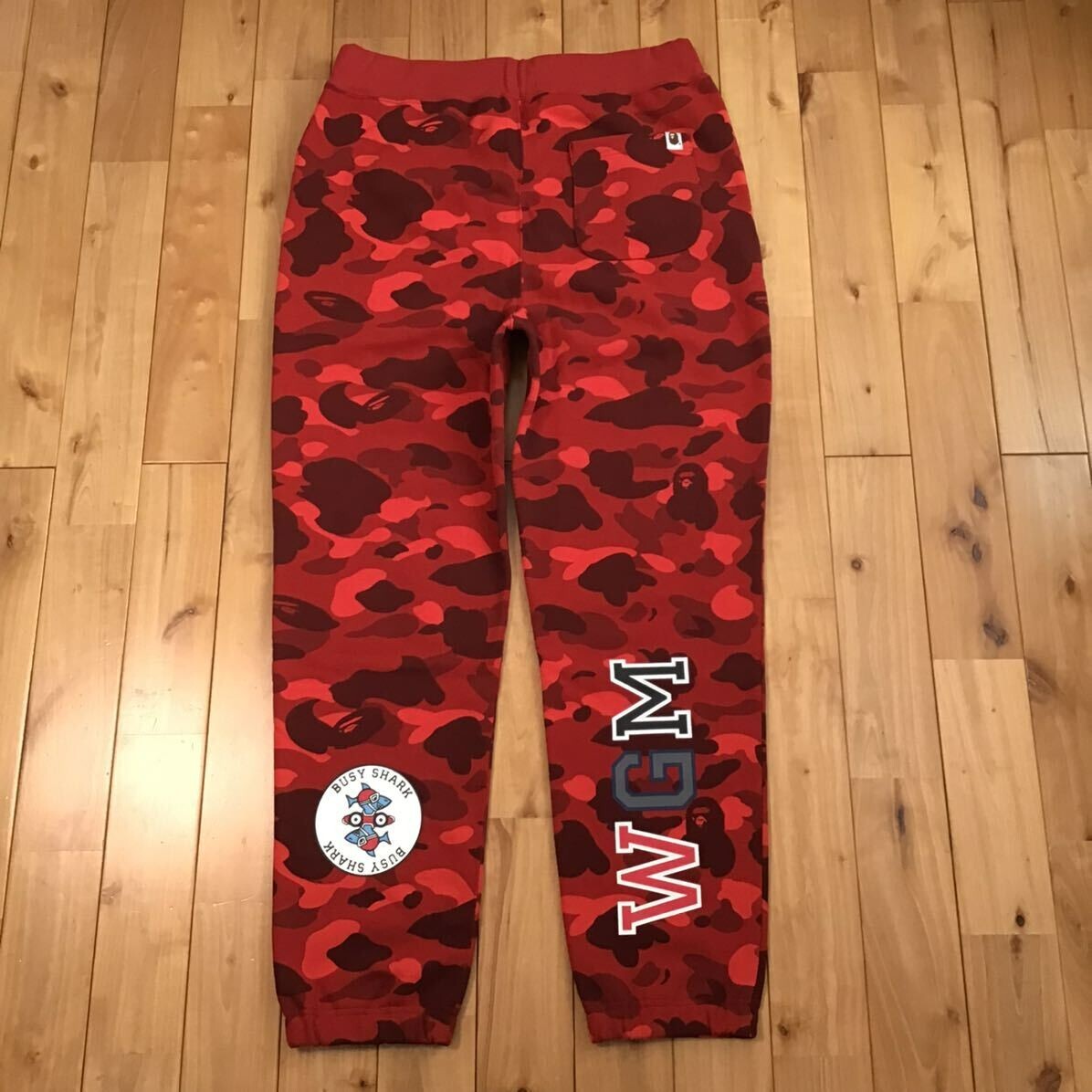 BAPE Red camo shark sweat pants A Bathing Ape Size L | eBay