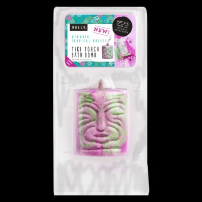 (2-Pack) HALLU Mermaid Tiki Torch Bath Bomb & Incense - Tropical Breeze Scent